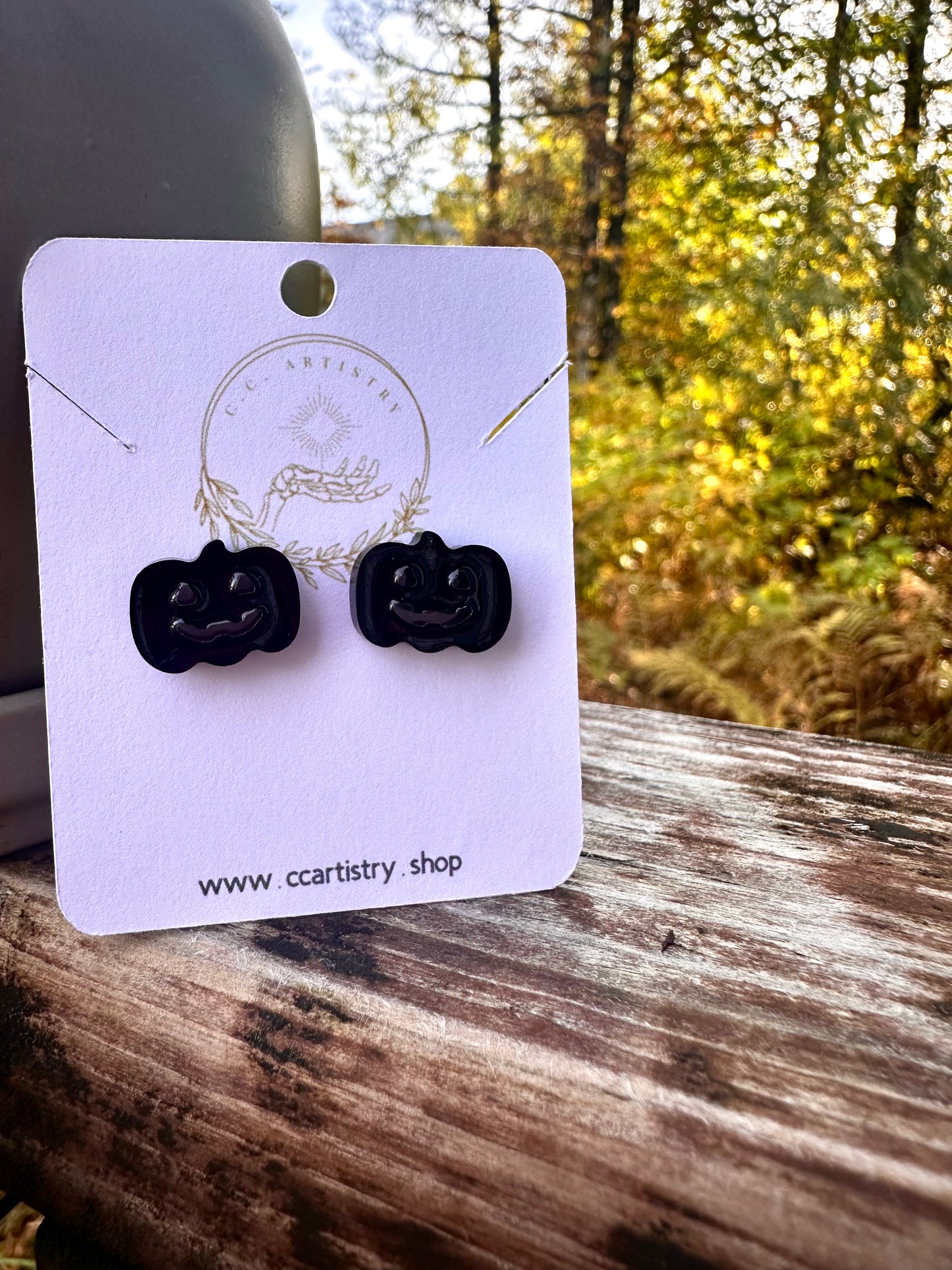 Black Pumpkin Stud Earrings