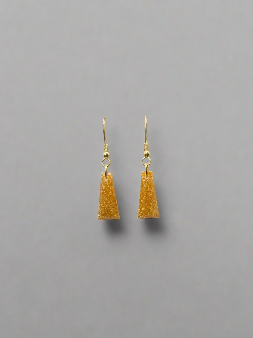 Small Gold Shimmer Column Dangle Earrings