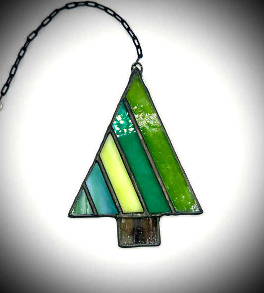 Green Tree Stained Glass Window Ornament