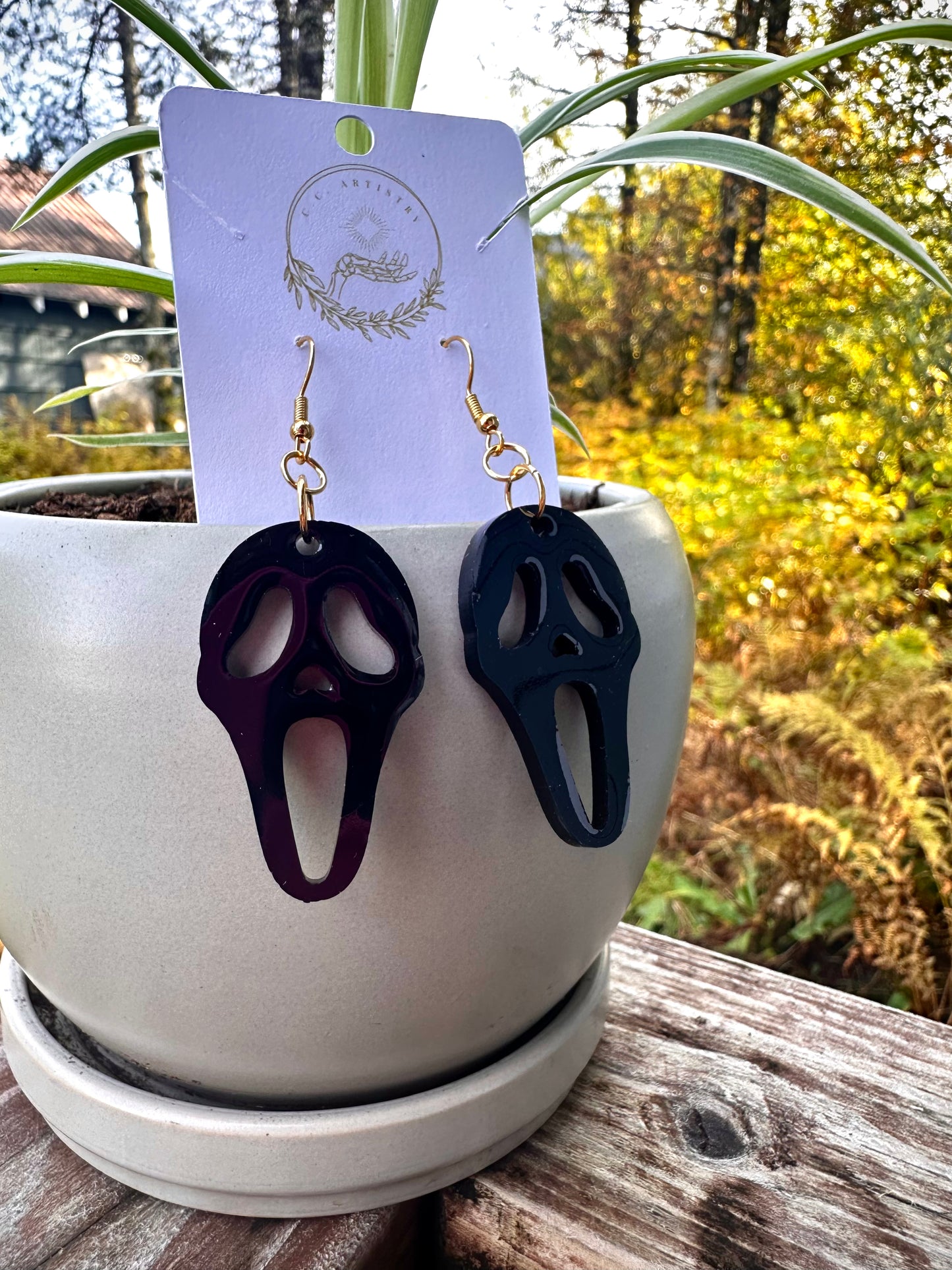 Black "Ghost Face" Earrings