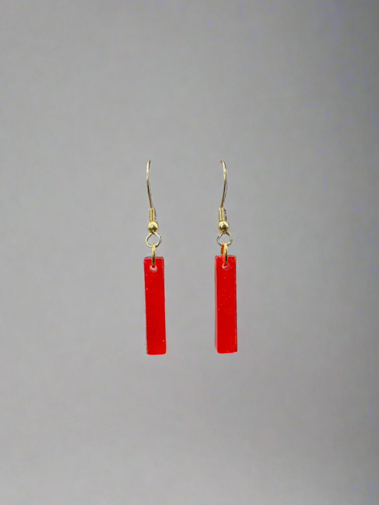 Small Red Shimmer Christmas Column Earrings