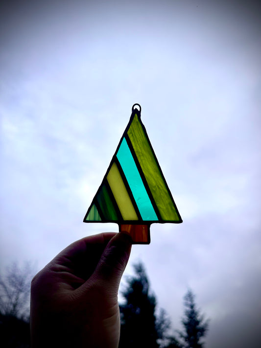 Green Tree Stained Glass Window Ornament